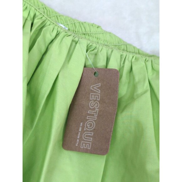 Vestique Cropped One Shoulder Top Womens M Green Ruffle Beachy Resort Glam Vaca - Picture 5 of 12